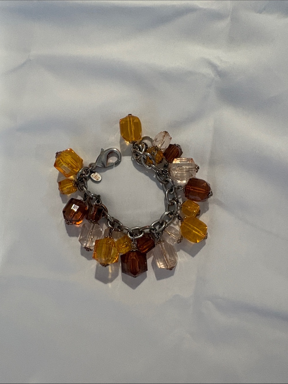 Joan Rivers Amber, Gold and Clear Faceted Charm Bracelet